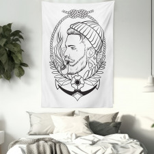 Outline Sailor with Pipe Tapestry