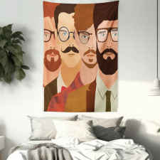 Male Hipster Characters Tapestry