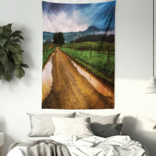 Puddles on Dirt Road Tapestry