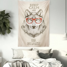 Hipster Wolf Be Smart Tapestry