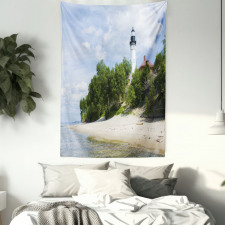 Lighthouse at Beach Tapestry