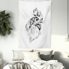 Rooster Head Portrait Tapestry