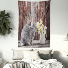 Rabbit Daisy Wooden Tapestry