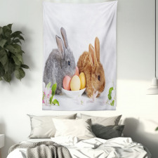2 Rabbits with Eggs Tapestry