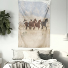 Wild Mustang Horses Art Tapestry