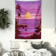 Retro Style Cartoon Beach Tapestry