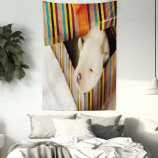 Newborn Dog in Gift Box Photo Tapestry