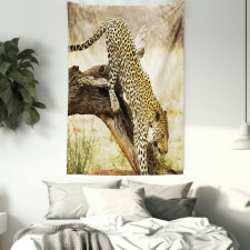 Leopard Wild Cat on Tree Tapestry