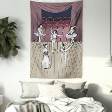 Ballerinas Stage Sketch Tapestry