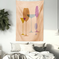 Wine Glasses Silhouette Art Tapestry