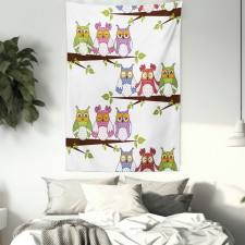 Birds on Tree Branches Tapestry