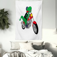 Funny Rider T-rex Tapestry