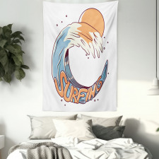 Surfing Giant Ocean Wave Art Tapestry