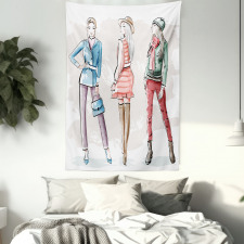 Young Women Clothes Sketch Tapestry