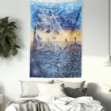 Nautical Ship on the Ocean Tapestry