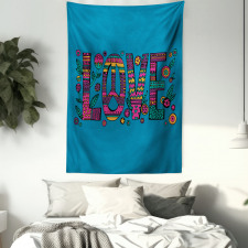 Love Wording in Hip Style Tapestry