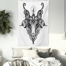 Satanic Goat Head Sketch Tapestry