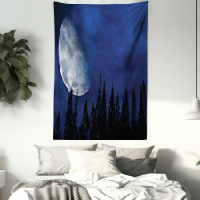 Forest Night Silhouette Tapestry