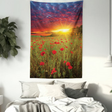 Meadow Poppies Sky Tapestry