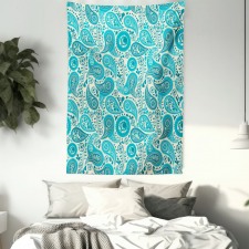 Paisley Blue Flowers Tapestry