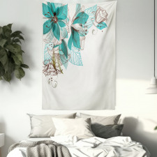 Flowers Buds Leaf Tapestry