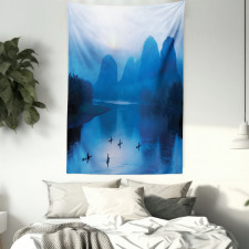 Sunrise Bamboo Raft China Tapestry