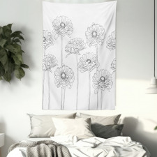 Thin Line Art Flowers Tapestry