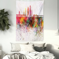 Watercolor Buildings Blots Tapestry