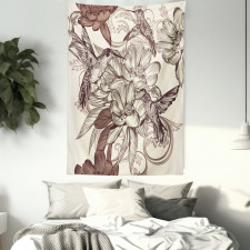 Bird Flowers Pattern Tapestry