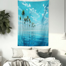 Long Coconut Trees Still Water Tapestry