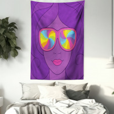 Girl with Rainbow Sunglasses Tapestry