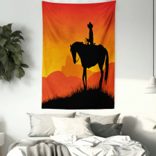 Lonely Cowboy Horseback Tapestry