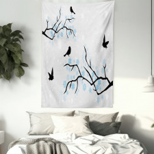 Winter Birds Stars Sky Tapestry