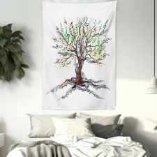 Autumn Nature Tree Swirls Tapestry