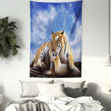 Tiger on Wood Wildlife Tapestry