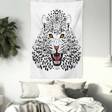 Angry Wild Leopard Tapestry