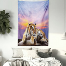 Tiger Colorful Sunset Tapestry