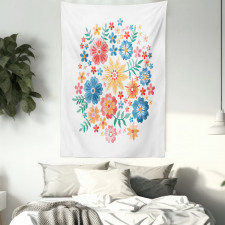 Colorful Folk Flowers Circle Tapestry