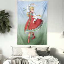 Slavic Girl Dancing Drawing Tapestry