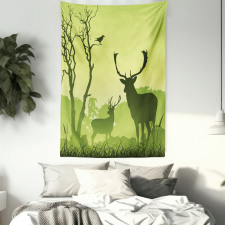 Deer Trees and Crow Bird Tapestry