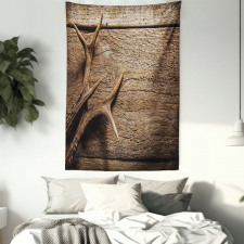 Wooden Deer Rustic Antler Tapestry