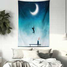 Boy Climbing to the Moon Tapestry