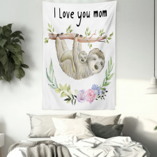 Mom Sloth and Baby Tapestry