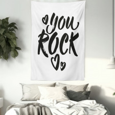 Monochrome Cursive Wording Tapestry