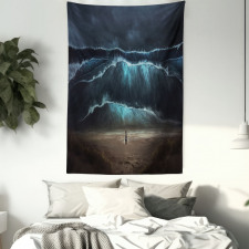 Gothic Wave Alone Woman Tapestry