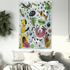 Vivid Playful Dog Pattern Tapestry