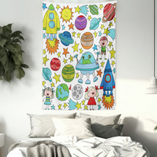 Vivid Childish Outer Space Tapestry