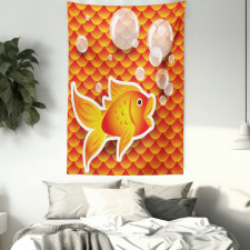 Cartoon Goldfish Bubble Tapestry