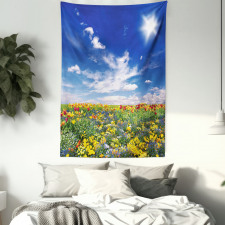 Flowers Cloudy Sky Tapestry