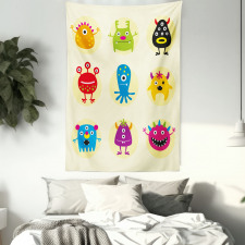 Colorful Monsters Funny Faces Tapestry